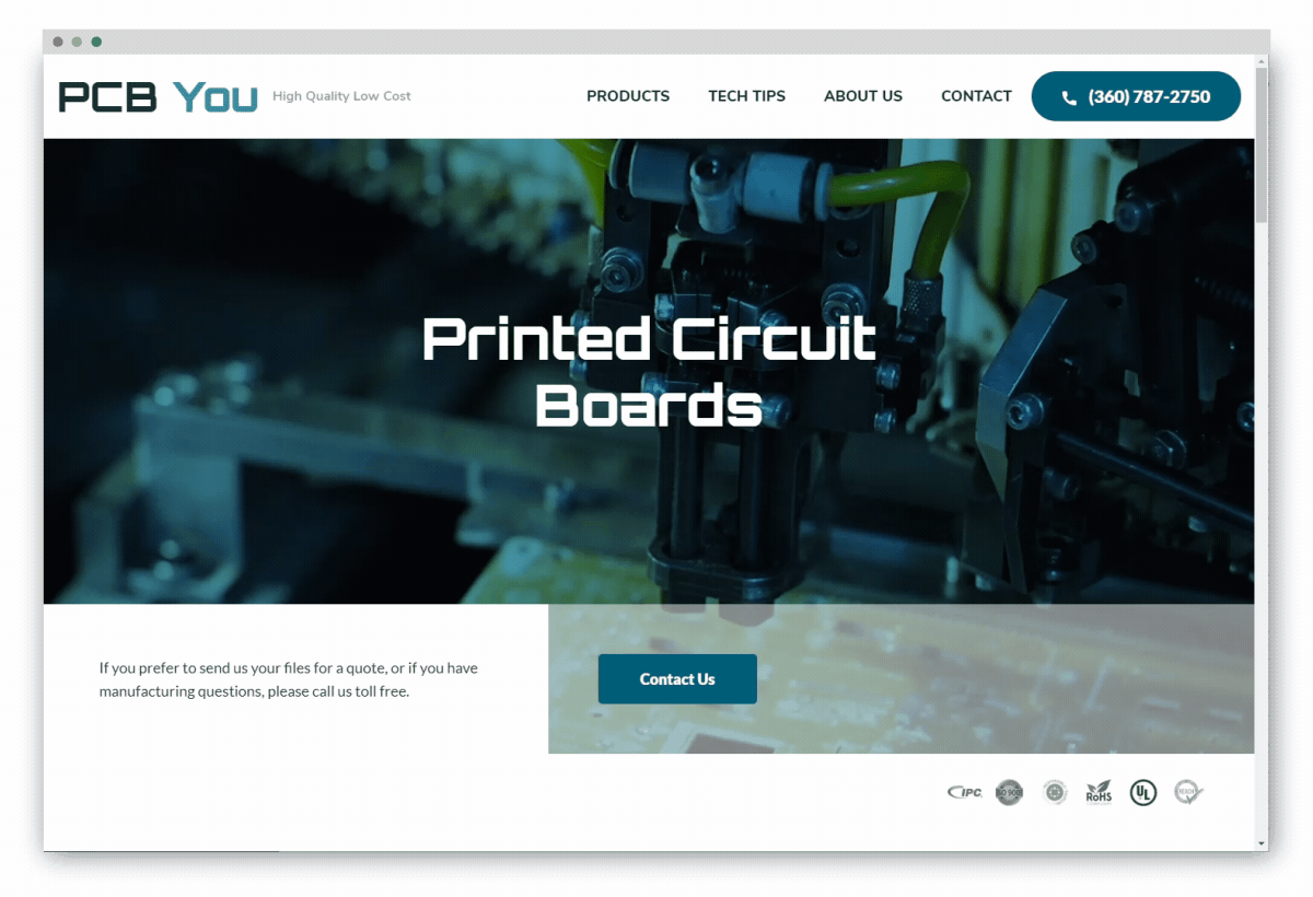 PCB You - Desktop home page final design with scrolling animation